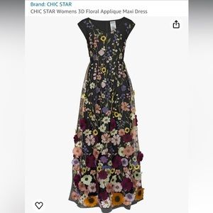 Floral Appliqué Formal Maxi Dress